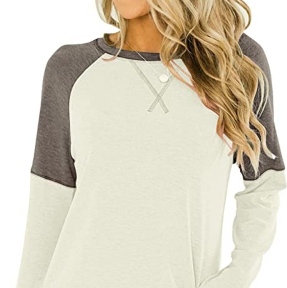 Women's Long Sleeve Color Block Tunic Comfy Stripe Round Neck T Shirt - Picture 2 of 4